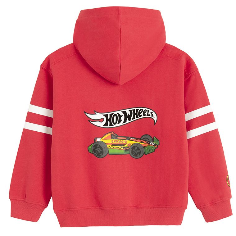 Cool Club, Bluza chłopięca z kapturem, rozpinana, czerwona, Hot Wheels