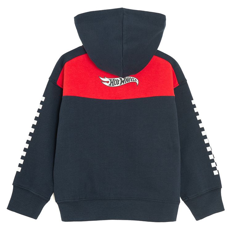 Cool Club, Bluza chłopięca z kapturem, rozpinana, niebiesko-czerwona, Hot Wheels