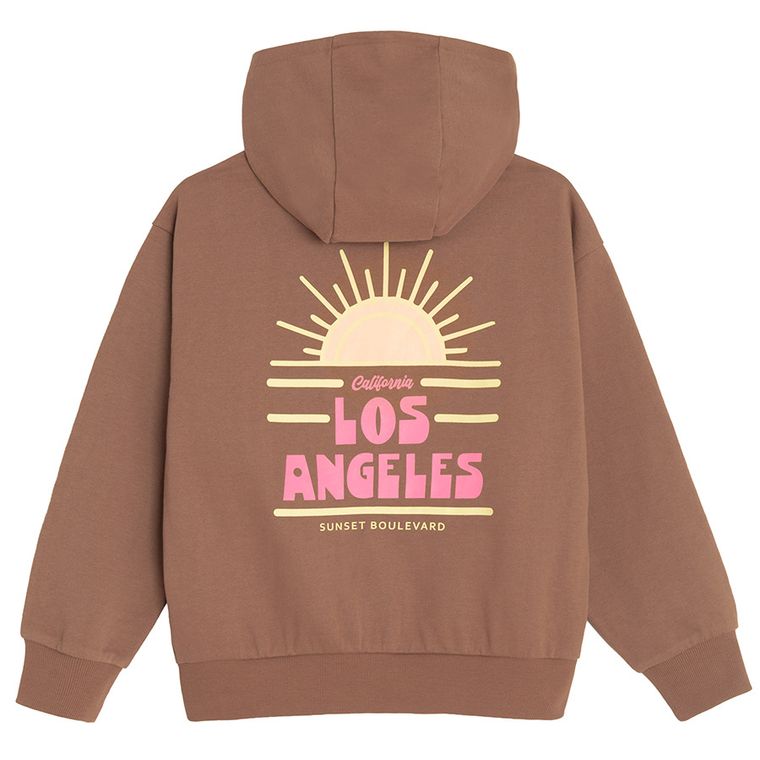 Cool Club, Bluza dziewczęca z kapturem, rozpinana, brązowa