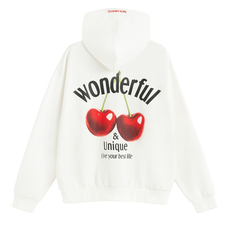 Cool Club, Bluza dziewczęca z kapturem, rozpinana, ocieplana, biała