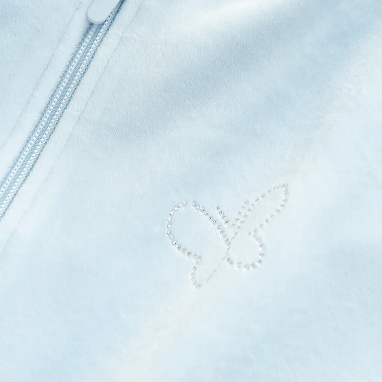 Cool Club, Bluza dziewczęca z kapturem, rozpinana, welurowa, niebieska