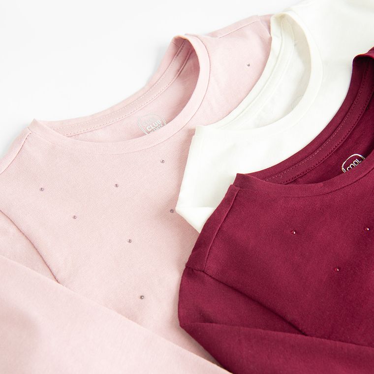 Cool Club, Bluzka dziewczęca z długim rękawem, mix, zestaw, 3 szt.