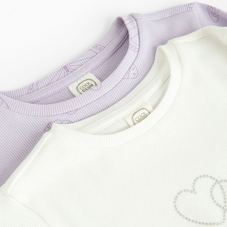 Cool Club, Bluzka dziewczęca z długim rękawem, prążkowana, mix, zestaw, 2 szt.