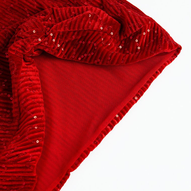 Cool Club, Bluzka dziewczęca z krótkim rękawem, welurowa, czerwona