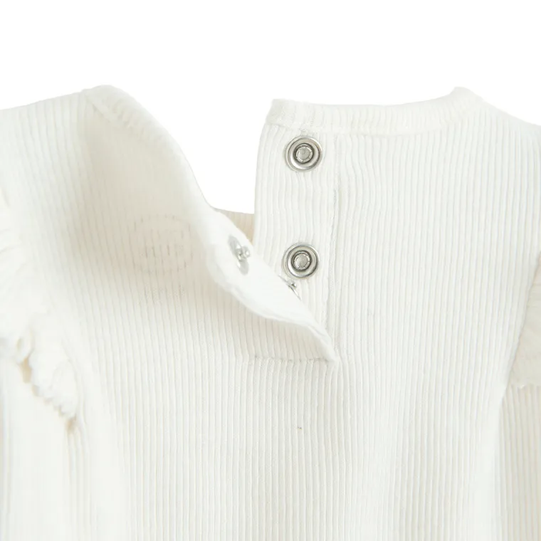 Cool Club, Body dziewczęce z długim rękawem, prążkowane, białe