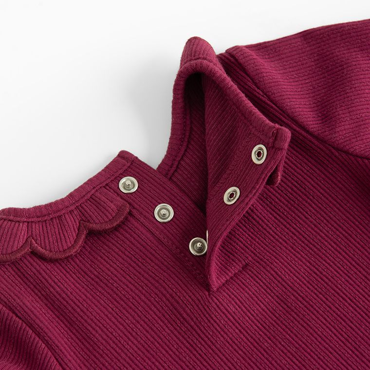 Cool Club, Body dziewczęce z długim rękawem, prążkowane, bordowe