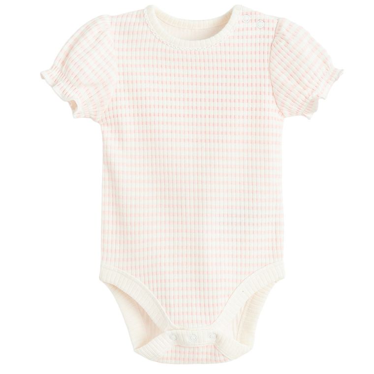 Cool Club, Body dziewczęce z krótkim rękawem, prążkowane, różowe, zestaw, 2 szt.