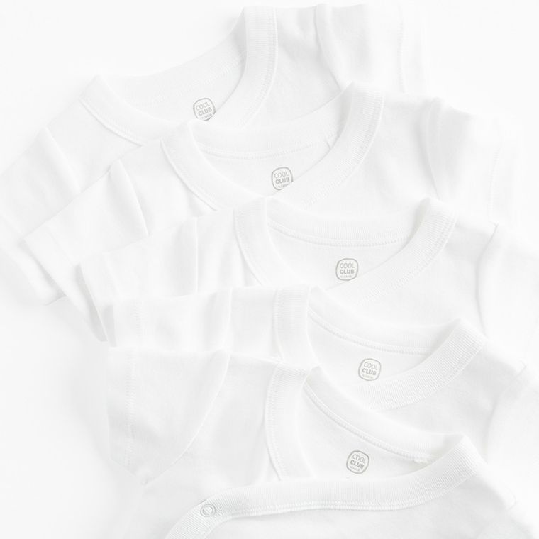 Cool Club, Body niemowlęce z krótkim rękawem, białe, zestaw, 5 szt.