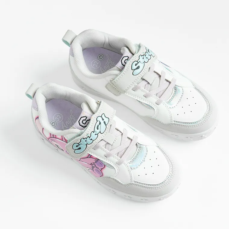 Cool Club, Buty sportowe dziewczęce, białe, świecąca podeszwa, Lilo i Stitch