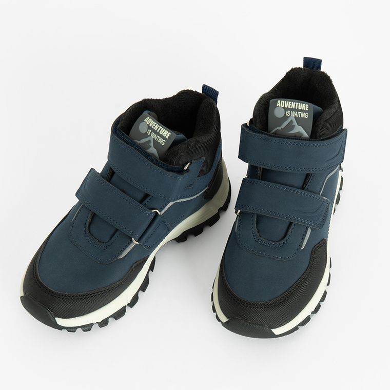 Cool Club, Buty zimowe chłopięce, niebieskie, ocieplane, skórzana wkładka