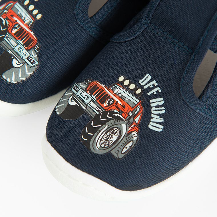 Cool Club, Kapcie chłopięce, granatowe, skórzana wkładka, Zdrowa Stopa