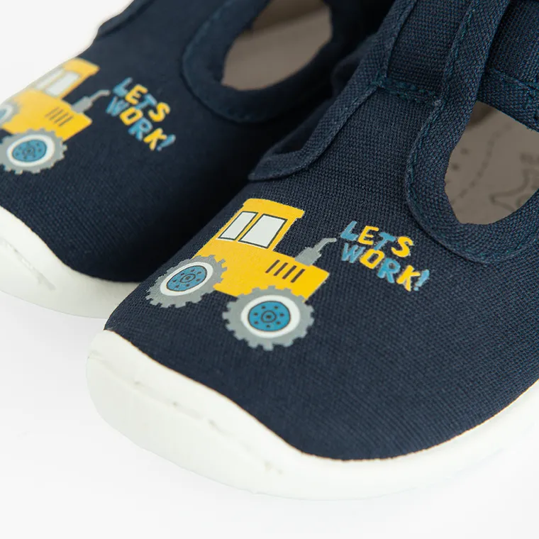 Cool Club, Kapcie chłopięce, niebieskie, skórzana wkładka, Zdrowa Stopa