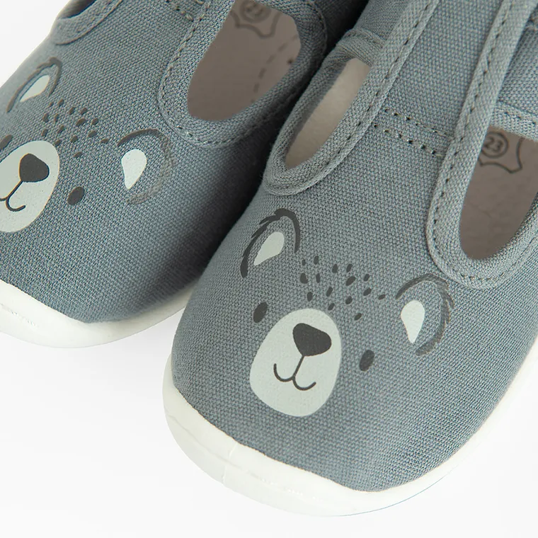 Cool Club, Kapcie dziecięce, szare, skórzana wkładka, Zdrowa Stopa