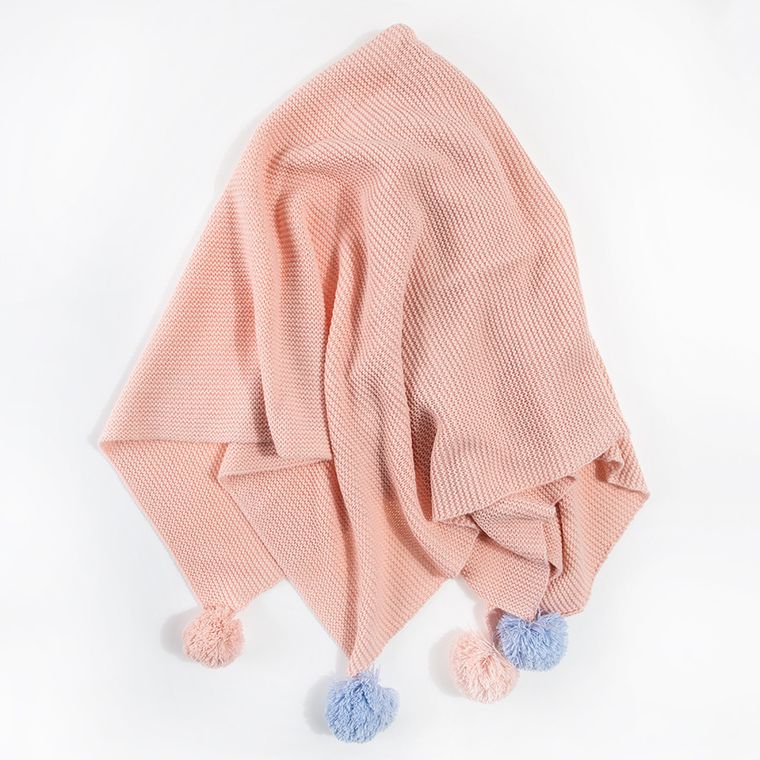 Cool Club, Kocyk dziewczęcy z pomponami, różowy, 100-100 cm