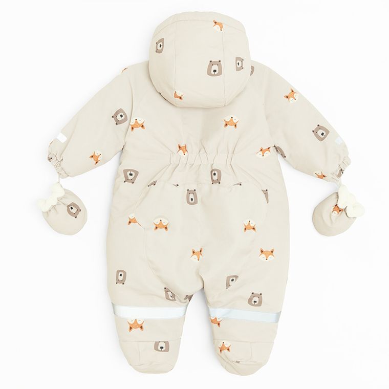 Cool Club, Kombinezon chłopięcy z kapturem, ocieplany, beżowy