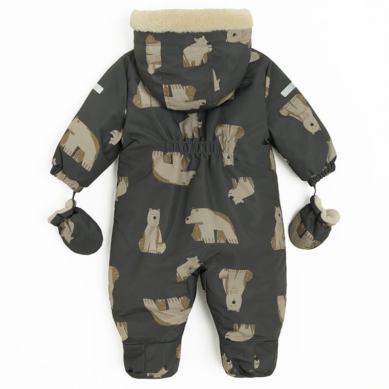 Cool Club, Kombinezon chłopięcy z kapturem, ocieplany, szary