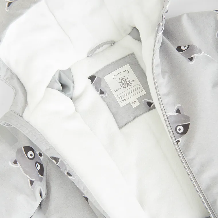 Cool Club, Kombinezon chłopięcy z kapturem, ocieplany, szary