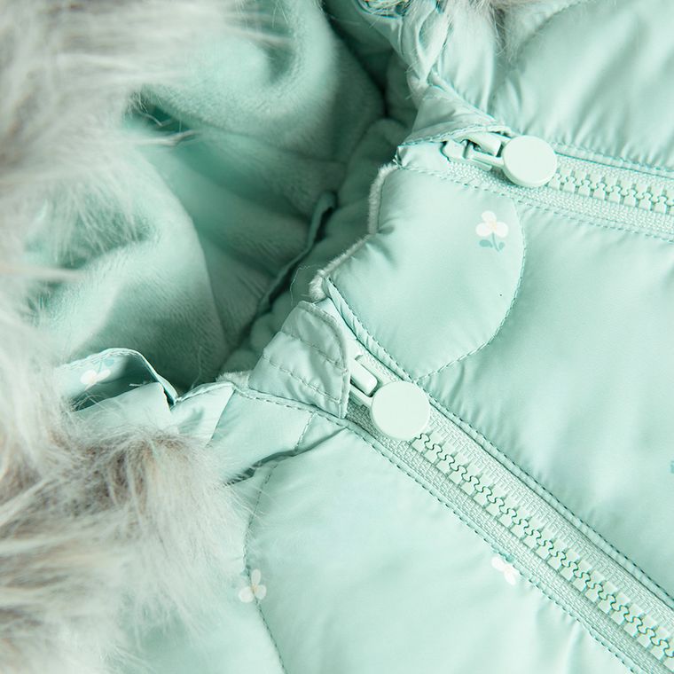 Cool Club, Kombinezon dziewczęcy z kapturem, ocieplany, miętowy