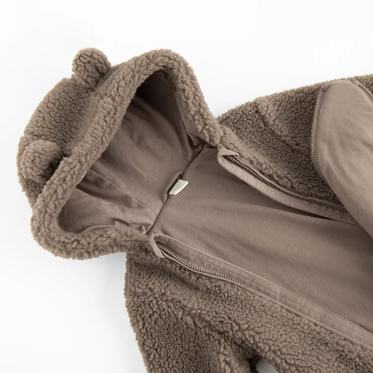 Cool Club, Kombinezon przejściowy niemowlęcy z kapturem, ocieplany, brązowy