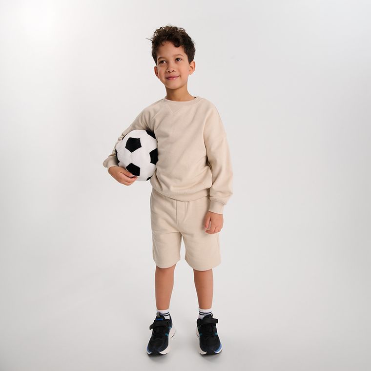Cool Club, Komplet chłopięcy, Bluza ocieplana, Szorty, beżowy