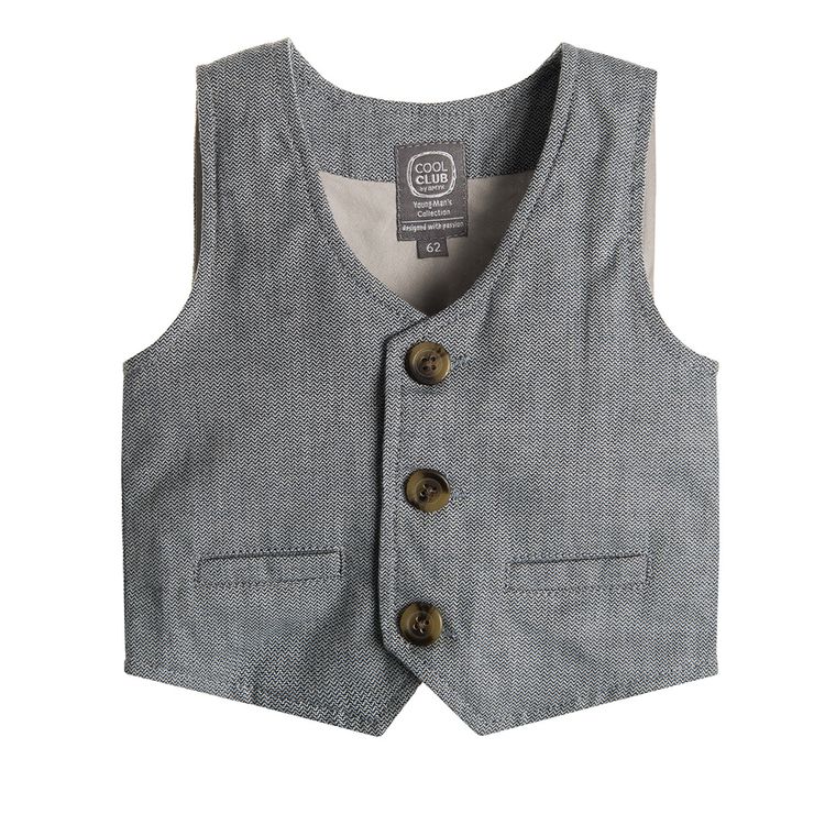 Cool Club, Komplet chłopięcy, Body koszulowe, Mucha, Kamizelka, Spodnie