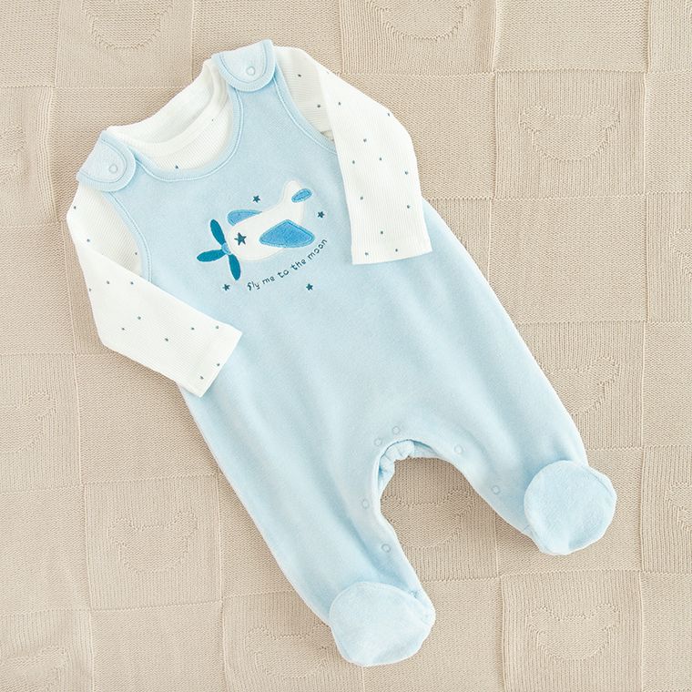 Cool Club, Komplet chłopięcy, Śpiochy welurowe, Body z długim rękawem, prążkowane, mix