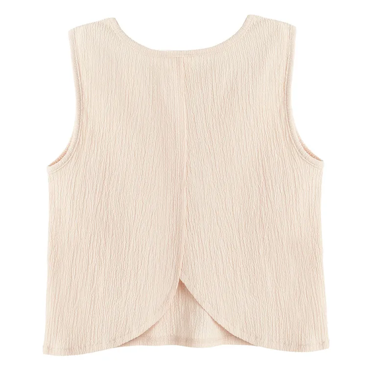 Cool Club, Komplet dziewczęcy, Bluzka bez rękawów, Spodnie materiałowe, wide, beżowy