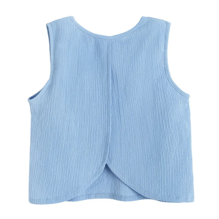 Cool Club, Komplet dziewczęcy, Bluzka bez rękawów, Spodnie materiałowe, wide, niebieski