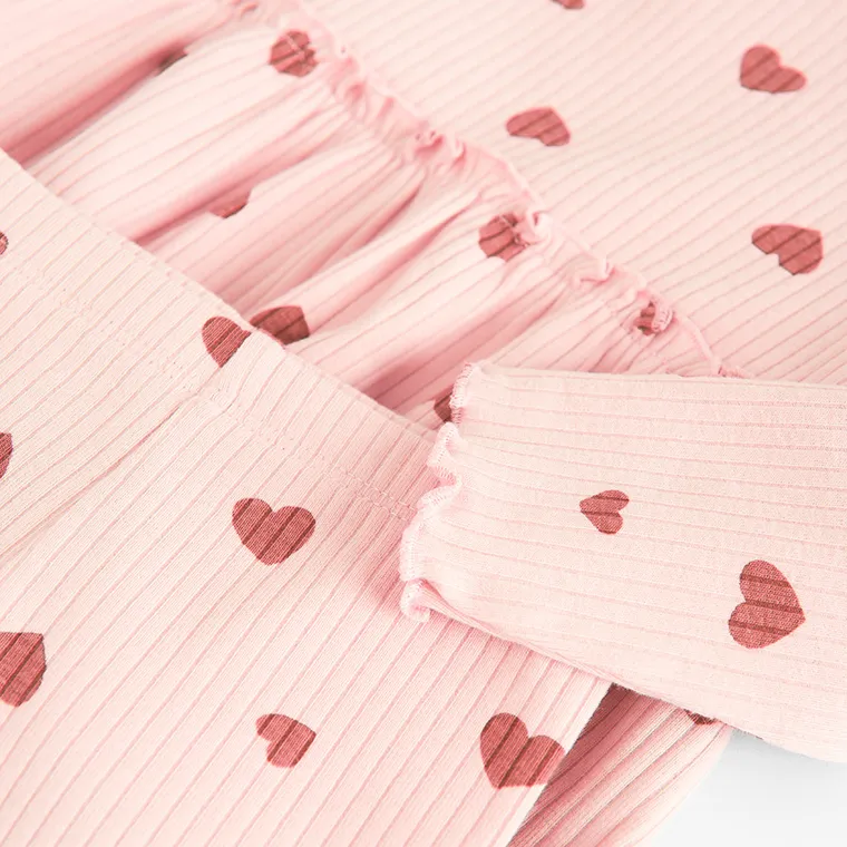 Cool Club, Komplet dziewczęcy, Bluzka z długim rękawem, Legginsy, prążkowany, różowy