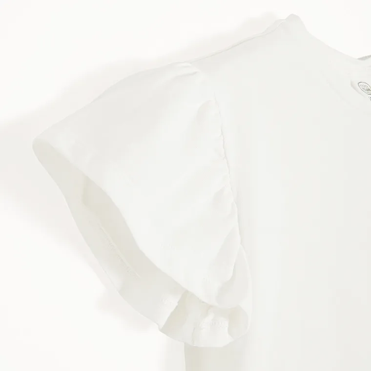 Cool Club, Komplet dziewczęcy, Bluzka z krótkim rękawem, Spodnie materiałowe, wide, biały