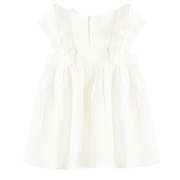 Cool Club, Komplet dziewczęcy, Body sukienka z krótkim rękawem, Kapelusz, muślin, biały