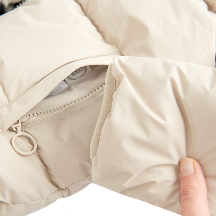 Cool Club, Kurtka dziewczęca z kapturem, dwustronna, ocieplana, beżowa