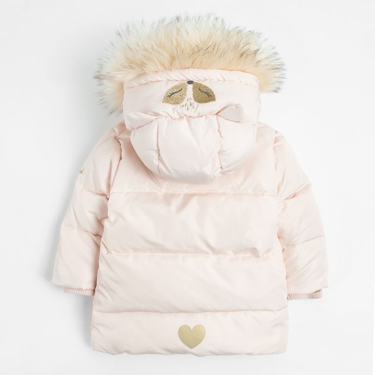 Cool Club, Kurtka dziewczęca z kapturem, jasnoróżowa, puchowe wypełnienie