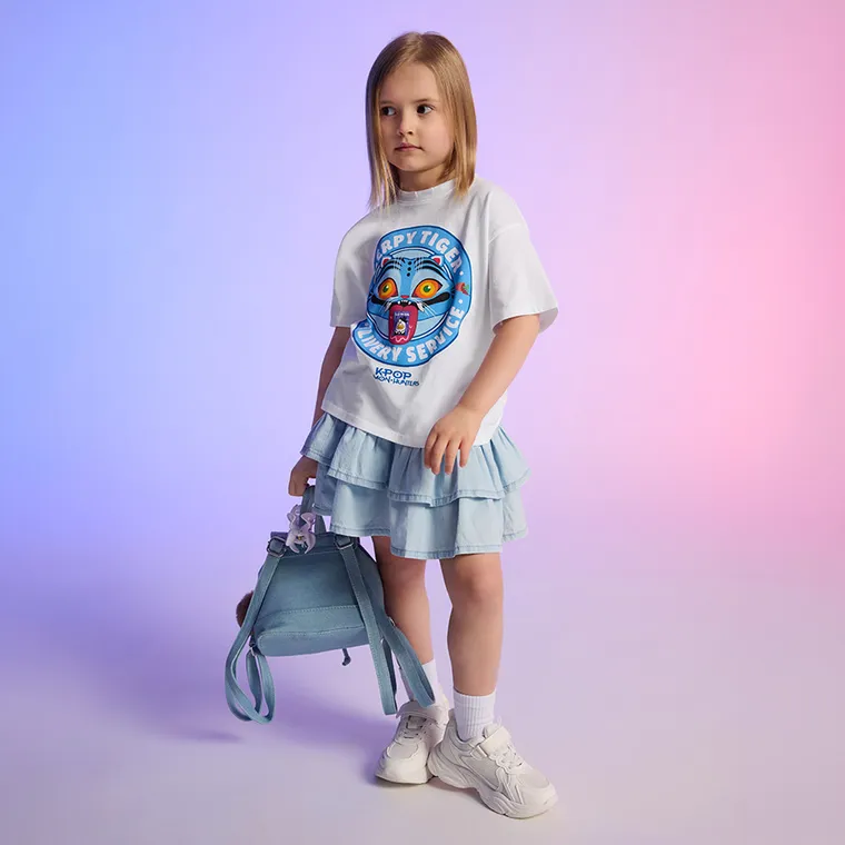 Cool Club, Luźny t-shirt dziewczęcy, biały, K-Pop Demon Hunters