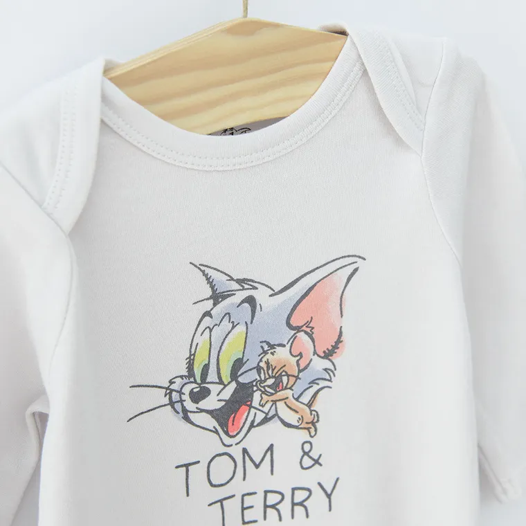 Cool Club, Pajac chłopięcy, brązowy, szary, Tom & Jerry, zestaw, 2 szt.