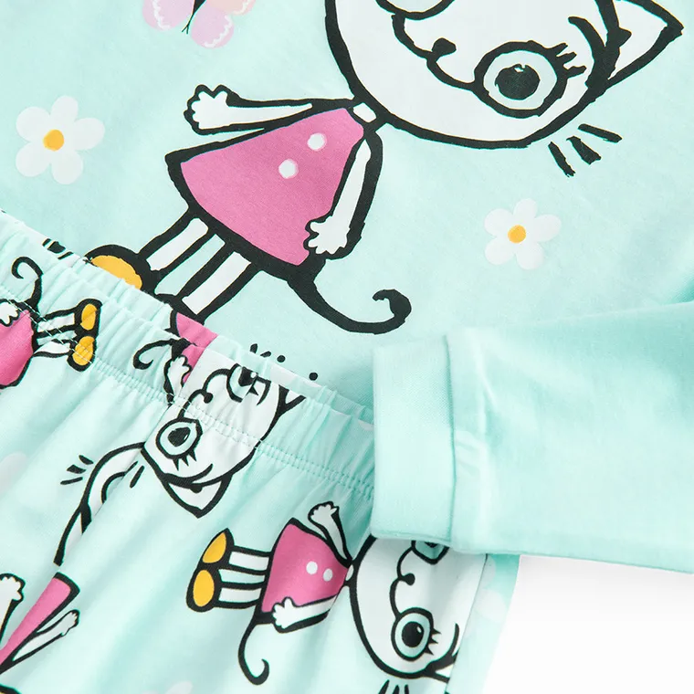 Cool Club, Piżama dziewczęca, turkusowa, Kicia Kocia