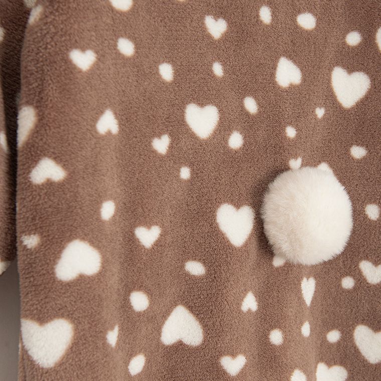 Cool Club, Piżama jednoczęściowa dziewczęca z kapturem, ocieplana, brązowa