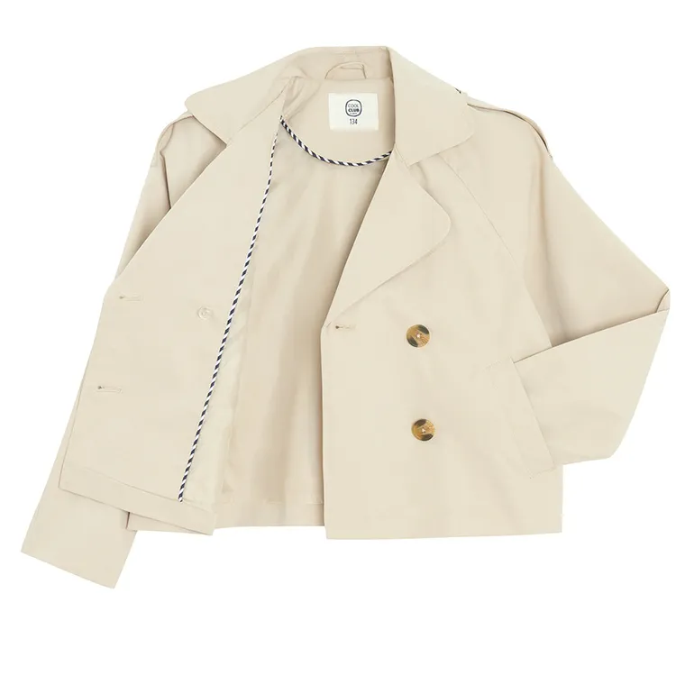 Cool Club, Płaszcz dziewczęcy, cropped, beżowy