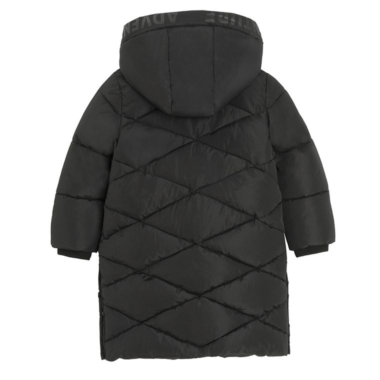 Cool Club, Płaszcz dziewczęcy z kapturem, ocieplany, czarny