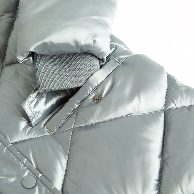 Cool Club, Płaszcz dziewczęcy z kapturem, ocieplany, srebrny