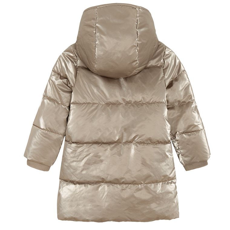 Cool Club, Płaszcz dziewczęcy z kapturem, ocieplany, złoty