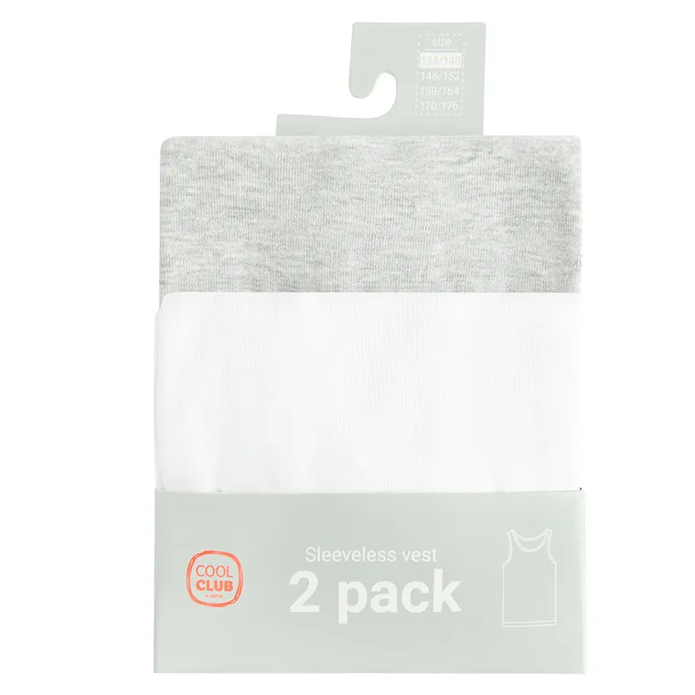 Cool Club, Podkoszulek chłopięcy, biały, szary, zestaw, 2 szt.