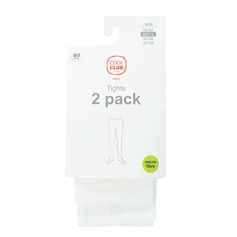 Cool Club, Rajstopy dziewczęce, białe, mikrofibra, 60 DEN, zestaw, 2 szt.