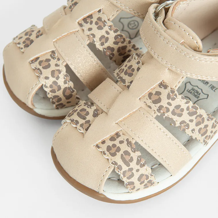Cool Club, Sandały dziewczęce, beżowe, skórzana wkładka