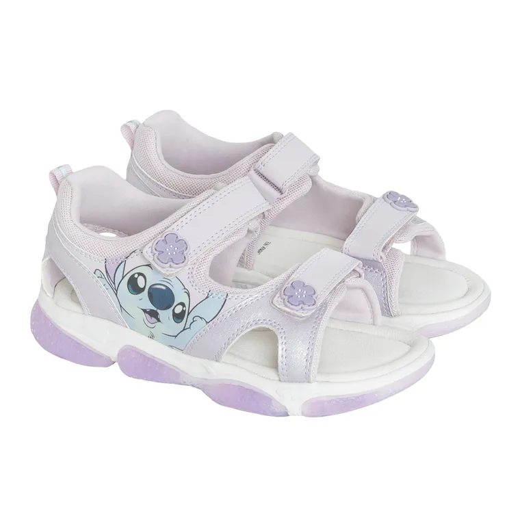 Cool Club, Sandały dziewczęce, fioletowe, świecąca podeszwa, skórzana wkładka, Lilo i Stitch
