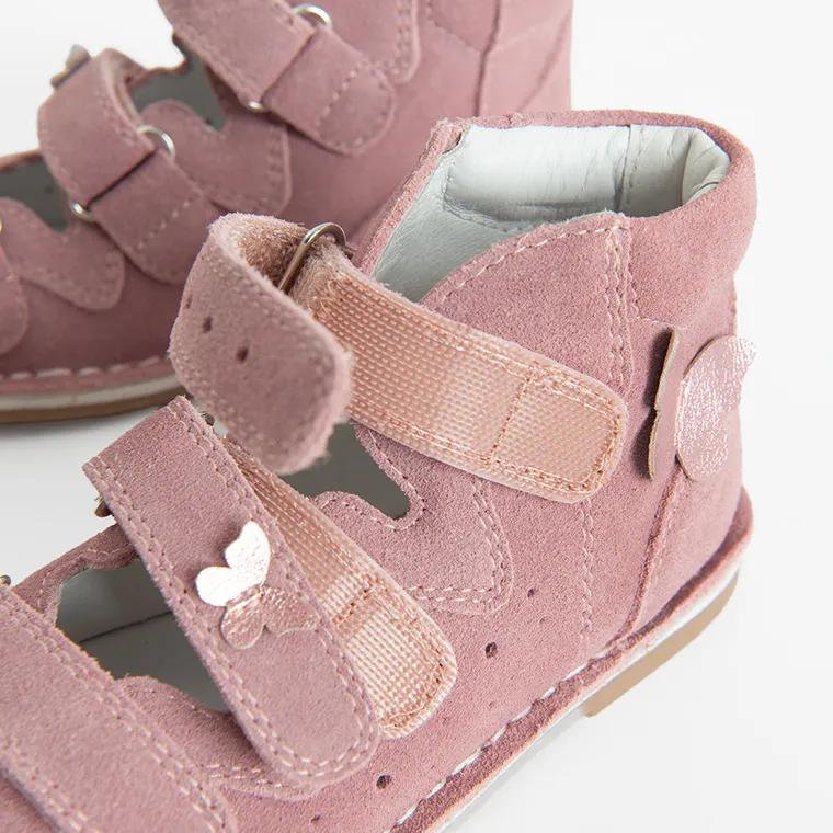 Cool Club, Sandały dziewczęce, profilaktyczne, skórzane, różowe, Zdrowa Stopa