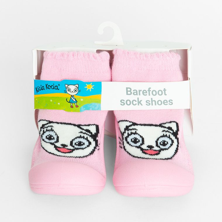 Cool Club, Skarpetobuty dziewczęce, różowe, podeszwa Barefoot, Kicia Kocia