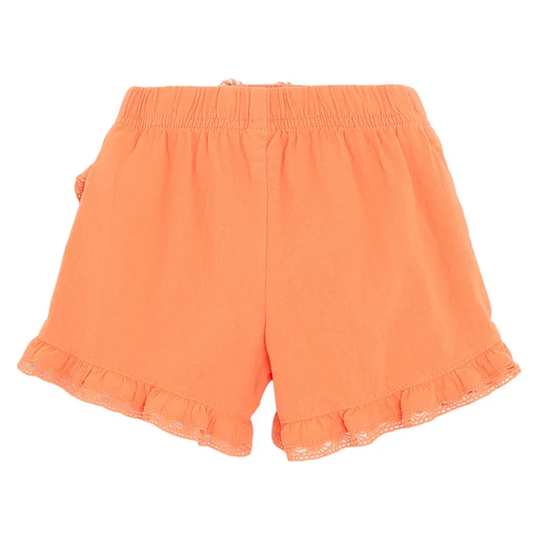 Cool Club, Spódnico-spodenki dziewczęce z lnem, pomarańczowe