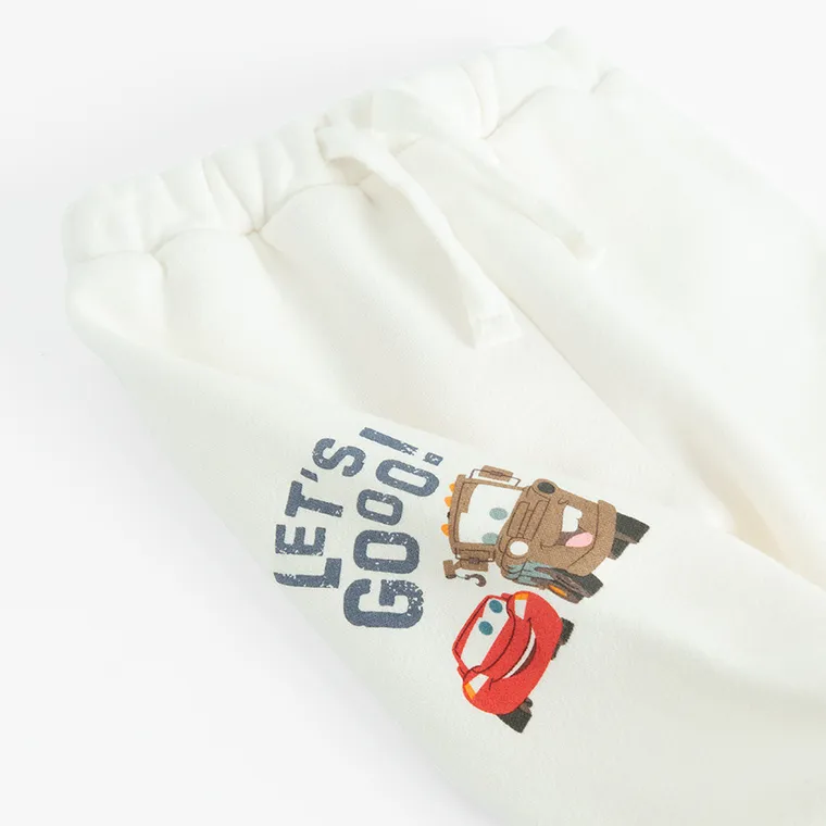 Cool Club, Spodnie dresowe chłopięce, białe, Auta