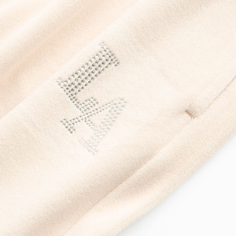 Cool Club, Spodnie dresowe dziewczęce, wide leg, welurowe, beżowe